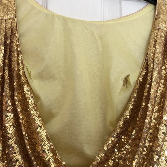 Beautiful gold sequin hand made dress. Size 8 - Picture 8 of 8